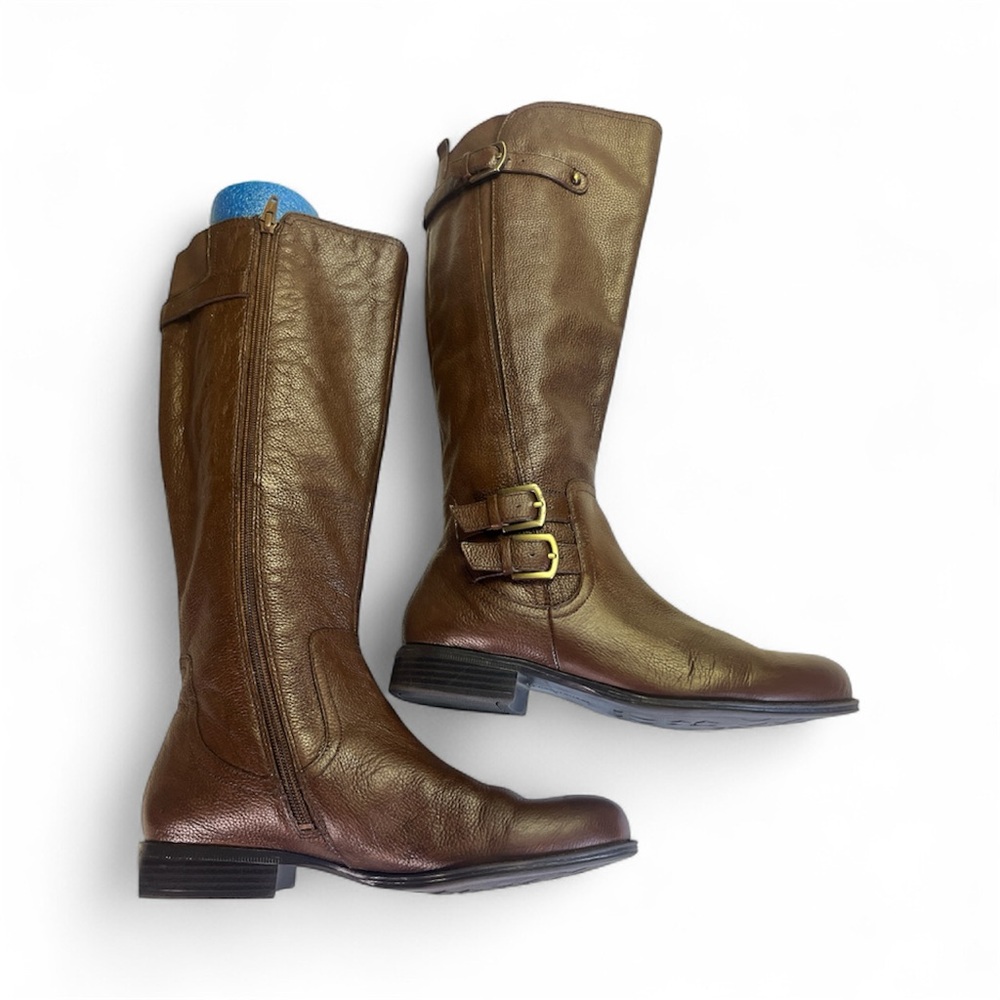 Naturalizer Women's 8 Brown Knee-High Leather Boots with Buckles